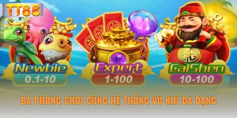 Ba phòng chơi cùng hệ thống vũ khí đa dạng